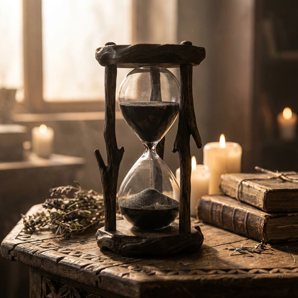 Golden hourglass and stardust