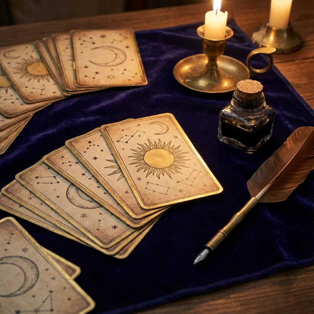 Tarot deck and mystic cloth